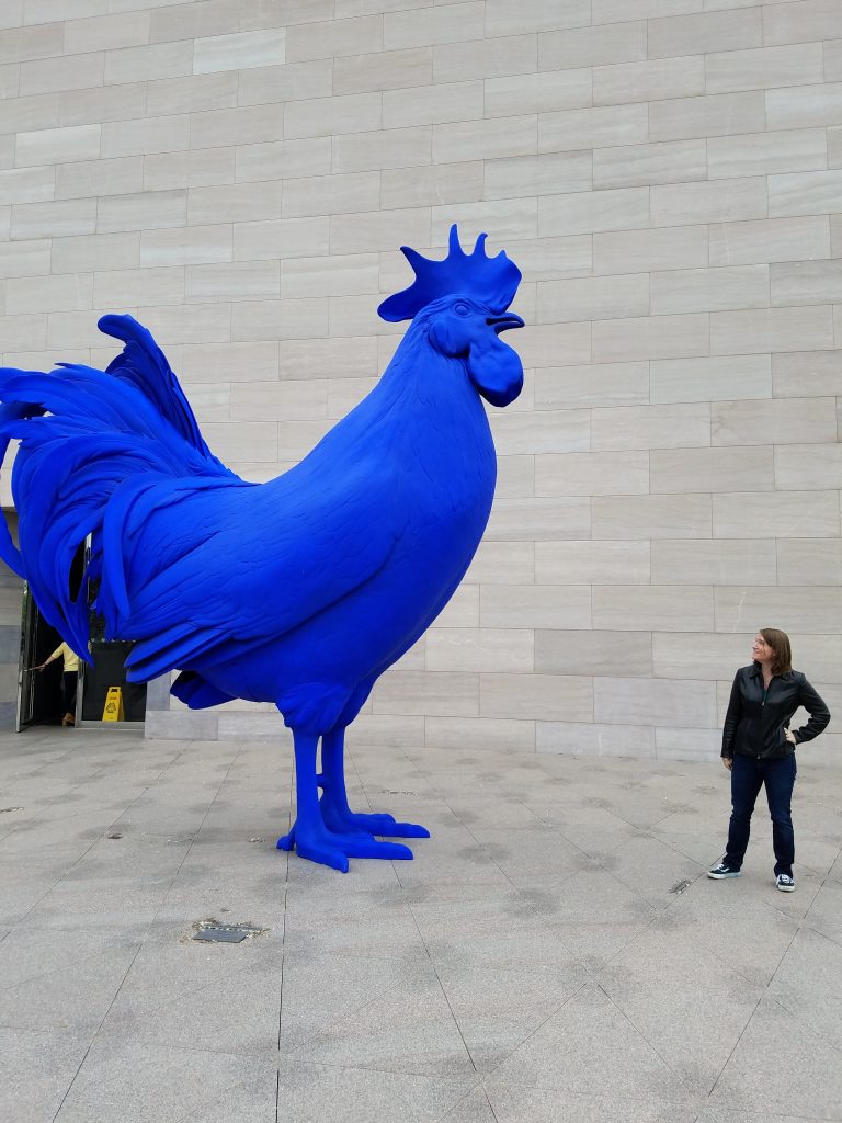 Giant blue rooster
